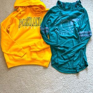 Parkland Cobras College Softball Hoodies - Lot 2 - Adult Small - Yellow & Green
